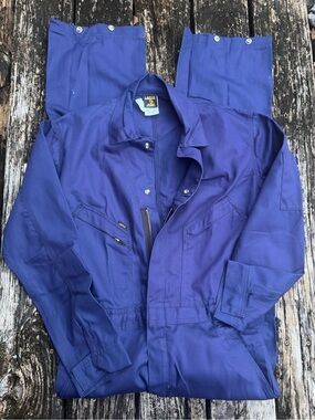 New LAPCO Men's Sz Small (34-36) Navy Blue Long Sleeve Coveralls w/ Pockets M8